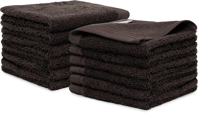 100% Cotton Washcloths Set 13” x 13” | Chocolate Towels | Set of 18 Ultra Soft - Image 2