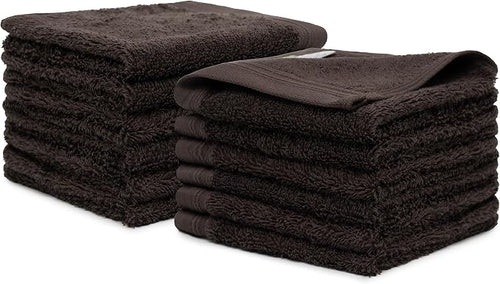 100% Cotton Washcloths Set 13” x 13” | Chocolate Towels | Set of 18 Ultra Soft by Weidemans