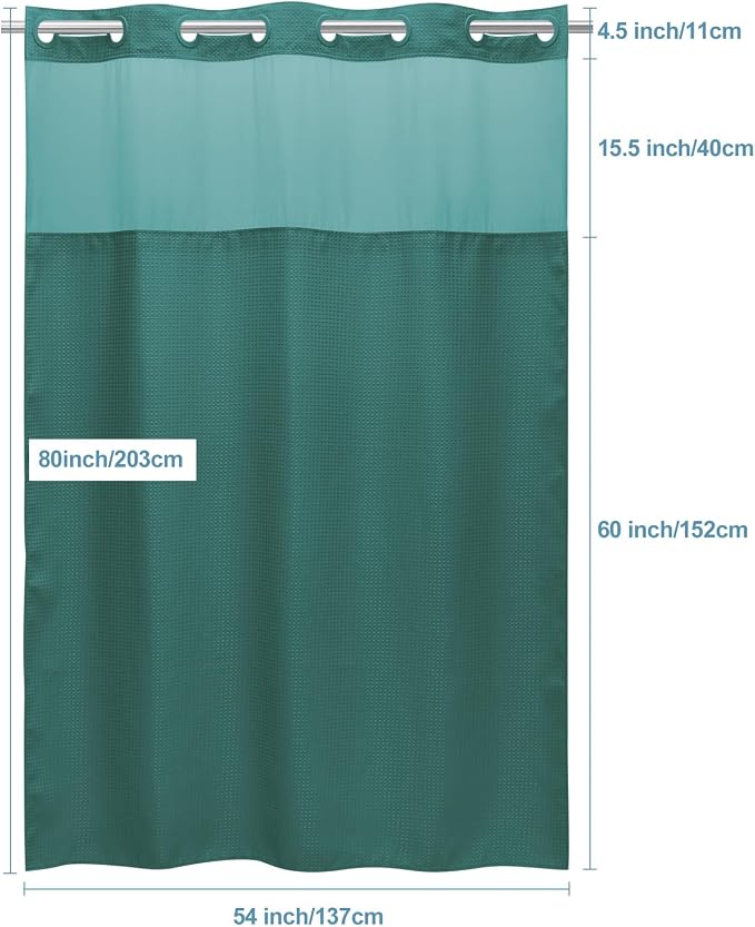 Seaweed Green Stall No Hook Shower Curtain - Image 6