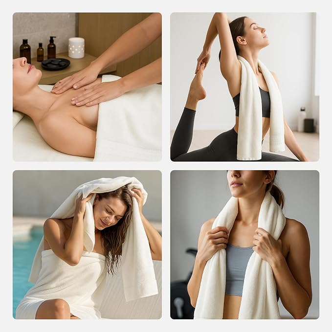 REDKISS Cream Towel Set of 8-100% Cotton Luxury Bath Towels Set - Image 8