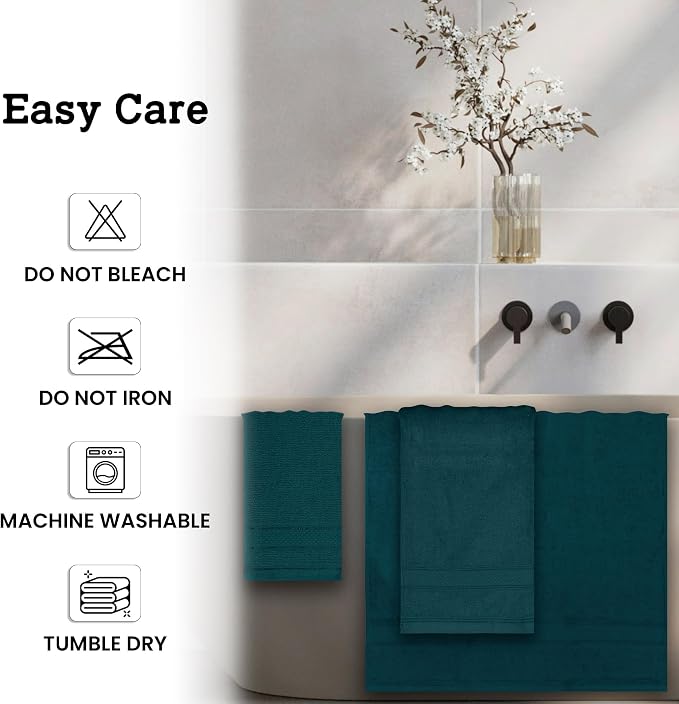 Casa Lino 4 Piece Bath Towel Set | 1 Bath Towel, 2 Wash Cloth, 1 Hand Towels | - Image 7
