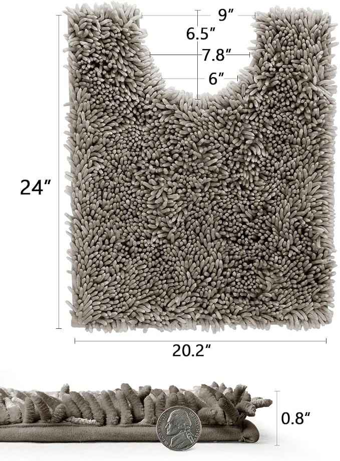 Yimobra Toilet Rugs U Shaped Washable, Extra Thick Soft Absorbent Chenille - Image 2