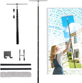 Window Squeegee with Extension Pole, 17.3″-60″ Telescopic Shower Squeegee by ZenQeek