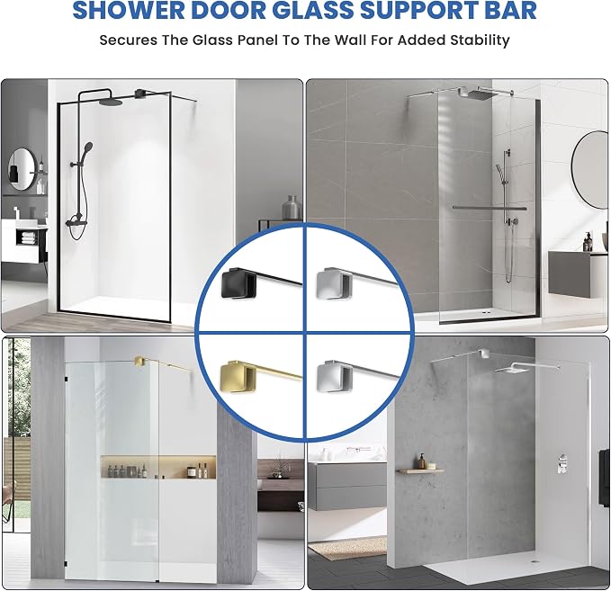 Shower Door Glass Support Bar, 26.96" to 48.54" Adjustable Stainless Steel - Image 8