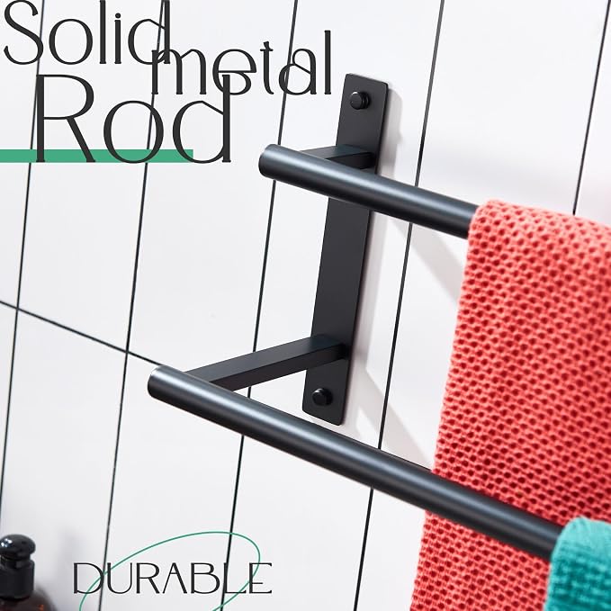 KOKOSIRI 32 Inch Double Towel Bar Bath Towel Racks Bathroom Towel Holder Towel - Image 5