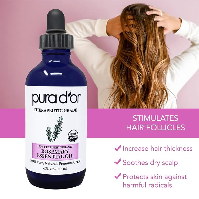PURA D'OR Organic Rosemary Essential Oil, Therapeutic Grade, - Image 5