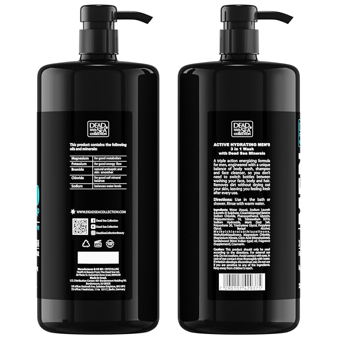 Dead Sea Collection TOP 10 ACTIVE Mens Body Wash 3 in 1 – Sandalwood Body Wash - Image 8