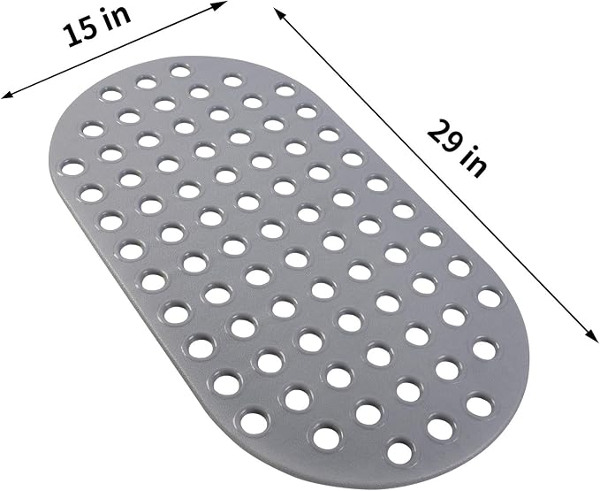 Shower Mat Non Slip Grey Bathtub Mat Non Slip 29 x 15 Inch Oval Bath Mat - Image 2