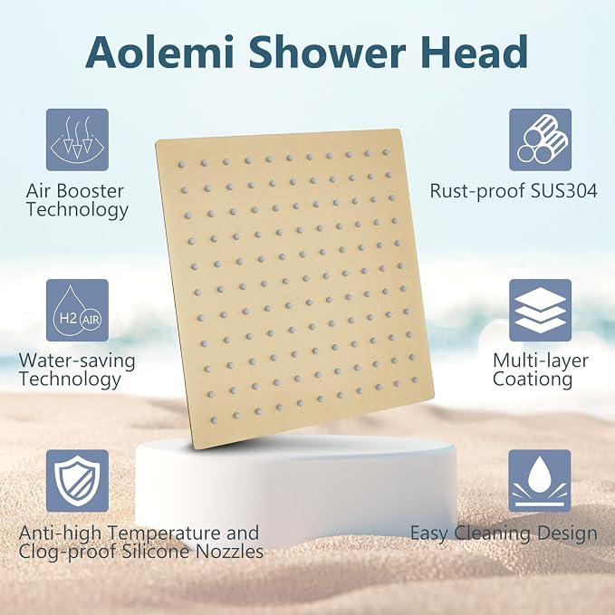 Aolemi Shower System with Rainfall Shower Head and Handheld Wall Mount - Image 8