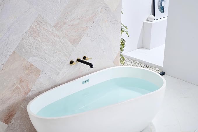 SITGES Polished Gold and Black Solid Brass Wall Mount Bathtub Faucet, High-End - Image 3