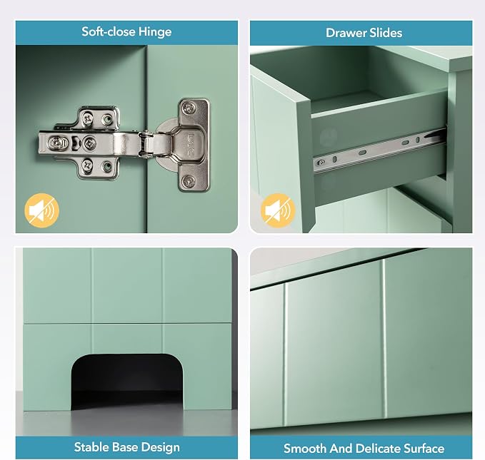 Small Bathroom Cabinet with Adjustable Shelves, Anti-Tip Design, 14.96" L x - Image 7