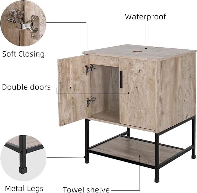 UEV Rustic Oak 24" Bathroom Vanity - Image 6
