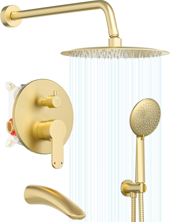 Gabrylly Shower System with Tub Spout, Bathtub Shower Faucet Set with 10" Rain by GABRYLLY