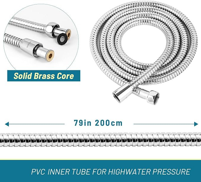Shower Hose Extra Long 79 Inch, Stainless Steel Handheld Shower Head Hose - Image 3