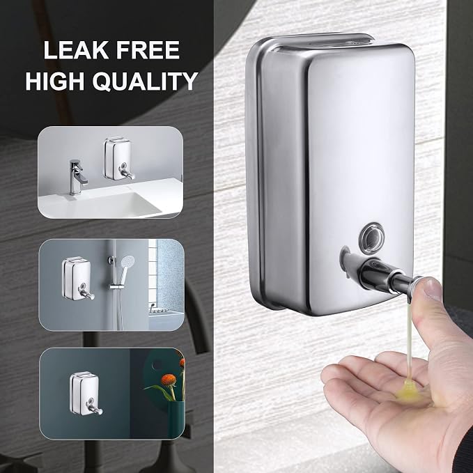Commercial Soap Dispenser Wall Mount Stainless Steel Manual Liquid Pump - Image 2