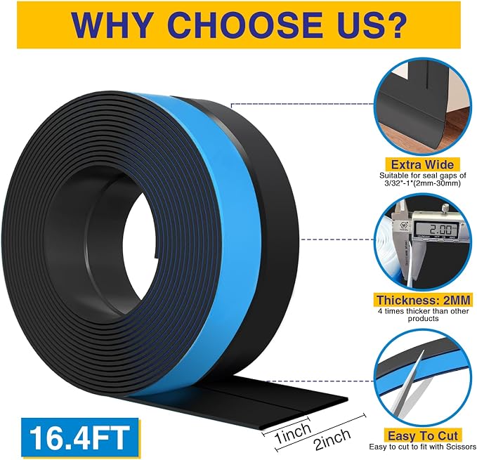 Weather Stripping 16.4FT x 2in Door Draft Stopper Silicone Seal Strip - Image 3