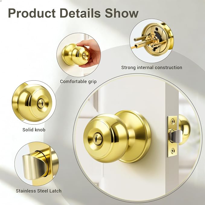 KNOBWELL 6 Pack Privacy Door Knob - Image 6