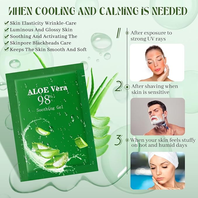 60 Pcs Travel Size Aloe Vera Gel 98% Organic After Sun Moisturizer - Image 4