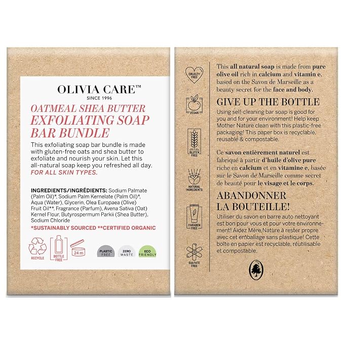 Olivia Care Exfoliating Bar Soap Pack by – 100% Natural & Organic - Image 2