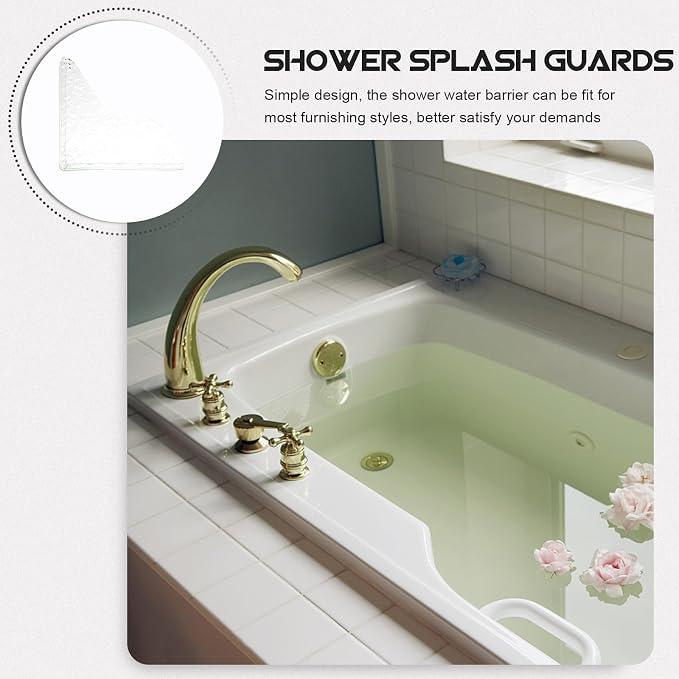 2pcs Acrylic Shower Splash Guards Floor Water Barrier Tub Corner Protector - Image 6