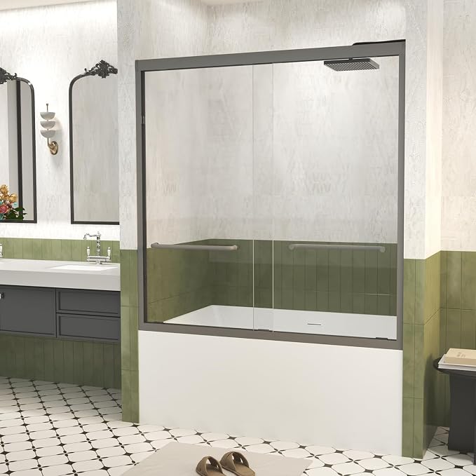 Shower Doors Glass Sliding, Semi-Frameless, 1/4" Inch Sgcc Tempered Glass - Image 3
