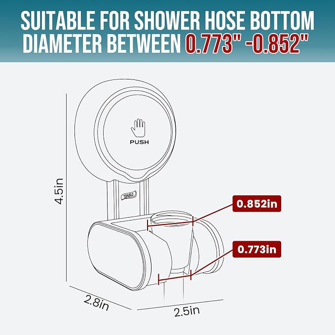 TAILI Shower Head Holder Suction Cup, Handheld Shower Head Bracket, Height - Image 3