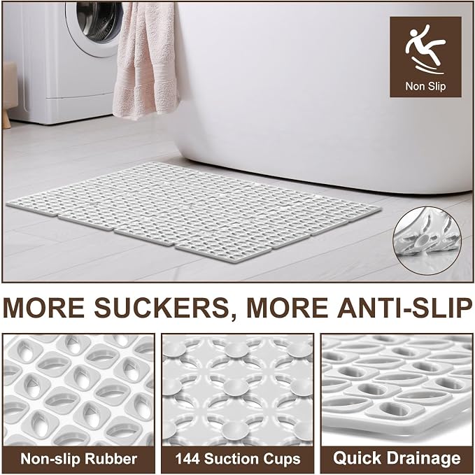 Shower Mat Non Slip，24"X24" Bathtub Mat Non Slip Square Shower Mats - Image 2