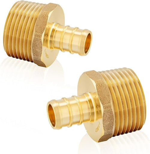 100-Pack HeSun PEX Fittings, 3/4" PEX x 1" Male NPT, Brass Crimp Male Adapter by HeSun
