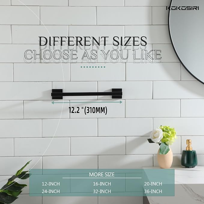 KOKOSIRI Bathroom Towel Bars 12 Inch Towel Ring Matte Black 30CM Hand Towel - Image 7