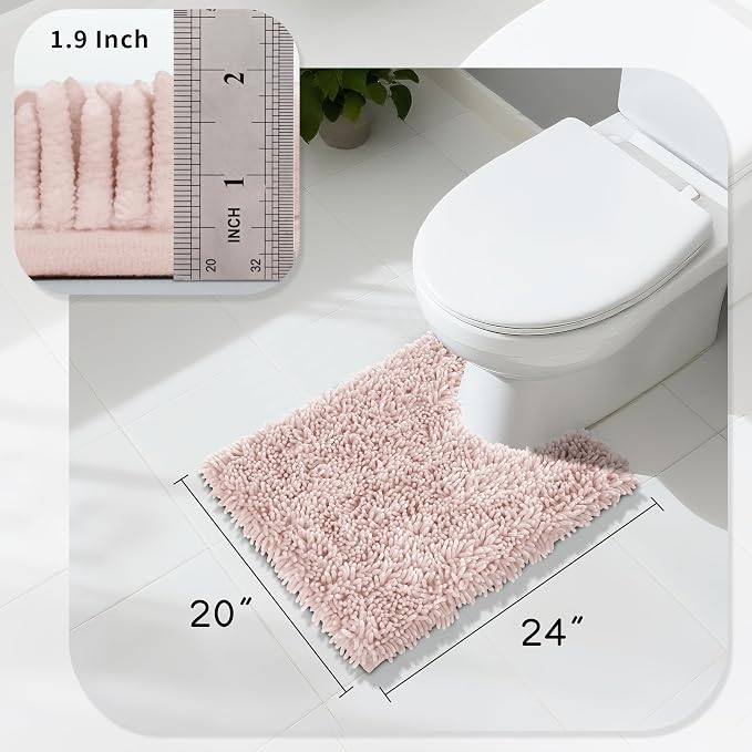 Yimobra Toilet Rugs U Shaped Washable, Extra Thick Soft Absorbent Chenille - Image 2