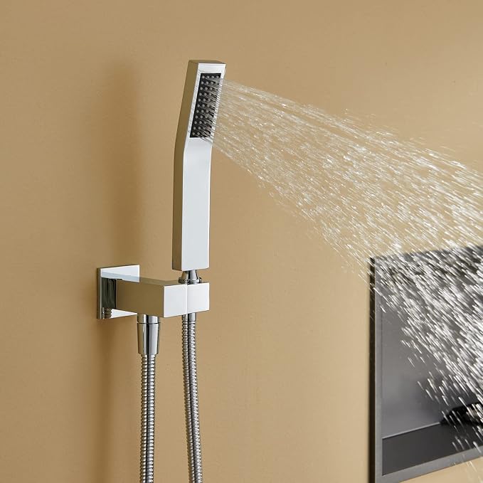 Rain Shower System 12 Inches Shower Combo Set Chrome Wall Mount Faucet Bathroom - Image 5