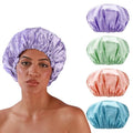 SMILCO 4 Pack Shower Caps, Double Waterproof Layers Reusable Bath Caps by Smilco