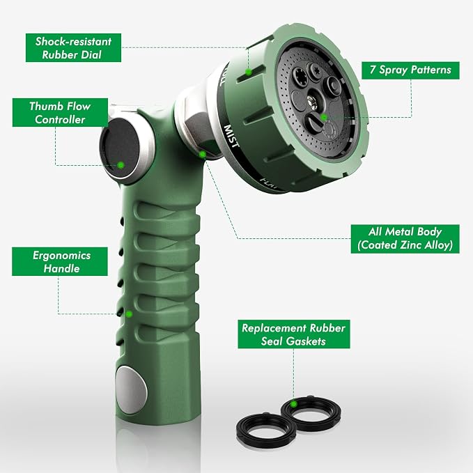 RESTMO Heavy Duty Hose Nozzle, Metal Garden Water Hose Sprayer - Image 2