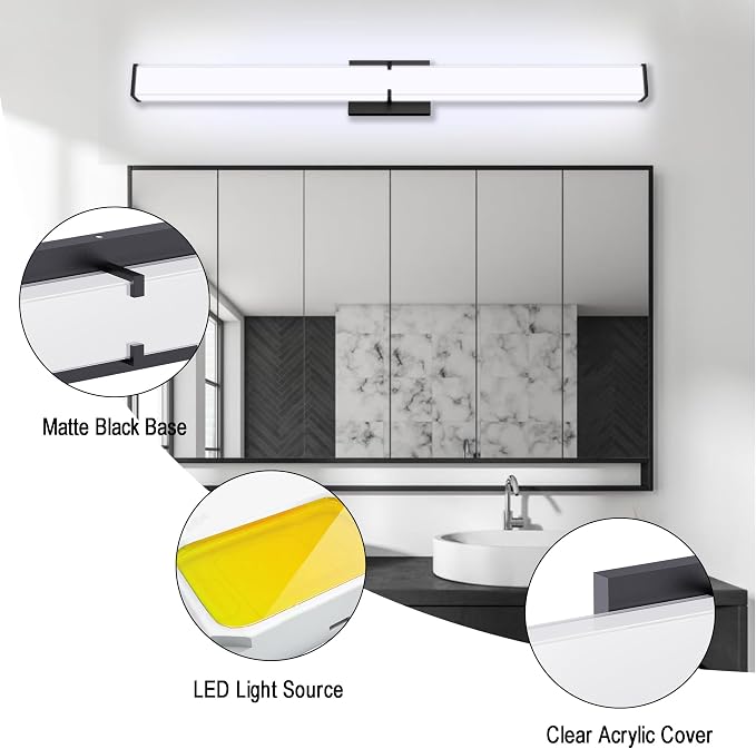 Bathroom Light Fixtures: 40 Inch ETL Certified LED Bathroom Vanity Light 5000K - Image 7