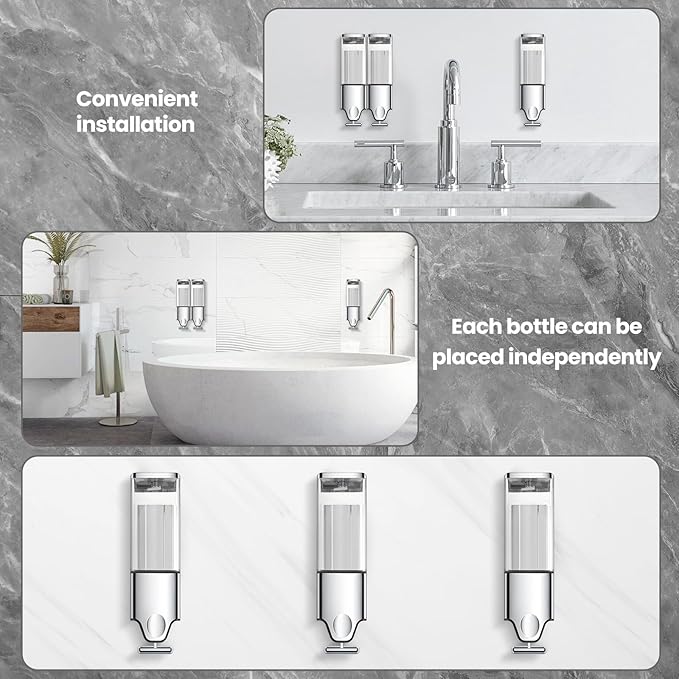 3-in-1 Quadrate Dispensers for The Shower, Shower soap Dispenser, Conditioner - Image 4