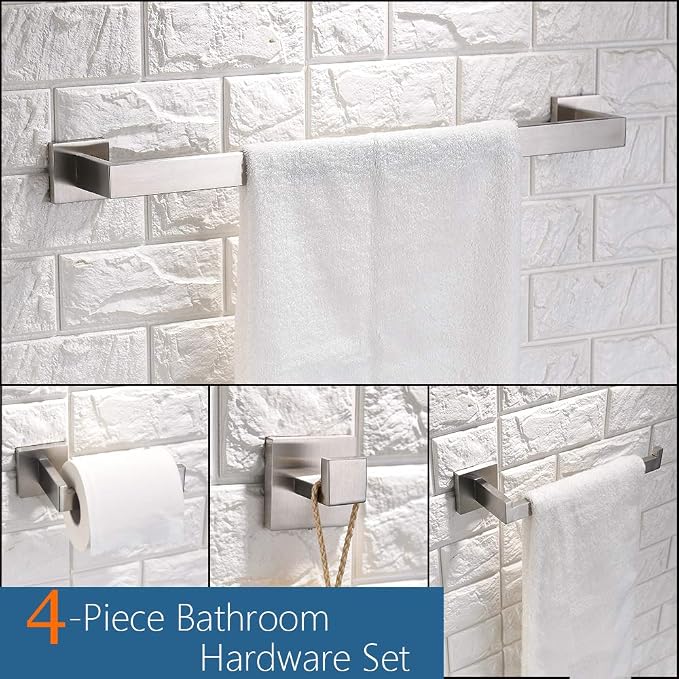 TURS 4 Pieces Bathroom Hardware Accessories Set Brushed Towel Holder Set - Image 5