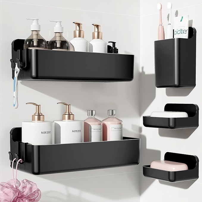 Nieifi Shower Shelves 5 Pack, Adhesive Shower Wall Shelf Organizer by Nieifi