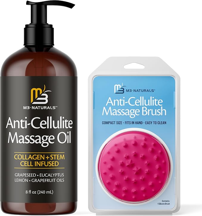 Anti Cellulite Massage Oil and Silicone Body Brush – Collagen and Stem Cell - Image 4
