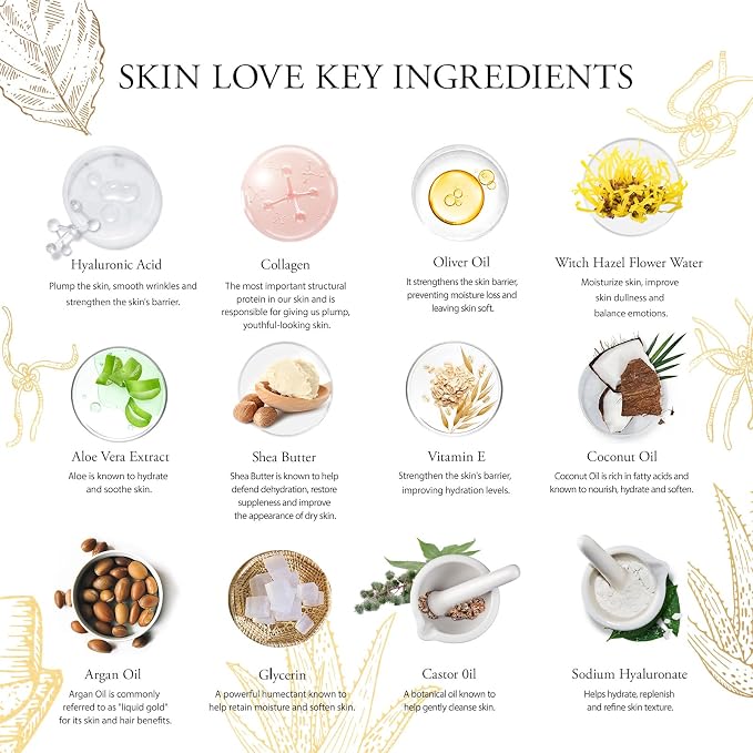 Skin Care Set, Bath Oil, Scented Candle, Hyaluronic Acid Face Serum, Facial - Image 5