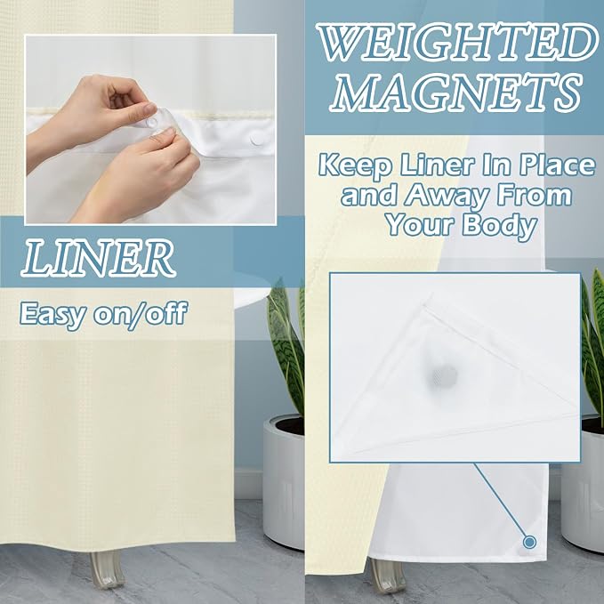 Ivory Long Hotel Shower Curtain - Image 4