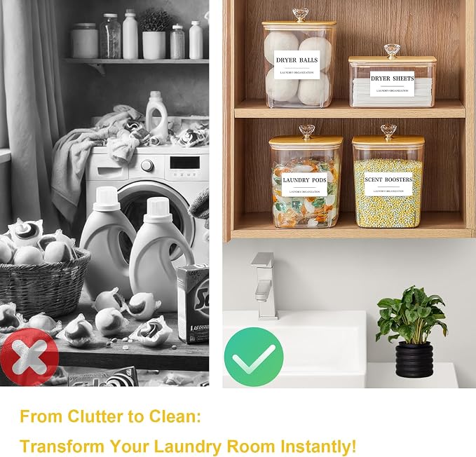 4 Pack Clear Laundry Pods Container & Dryer Sheet Holder Set - Image 6