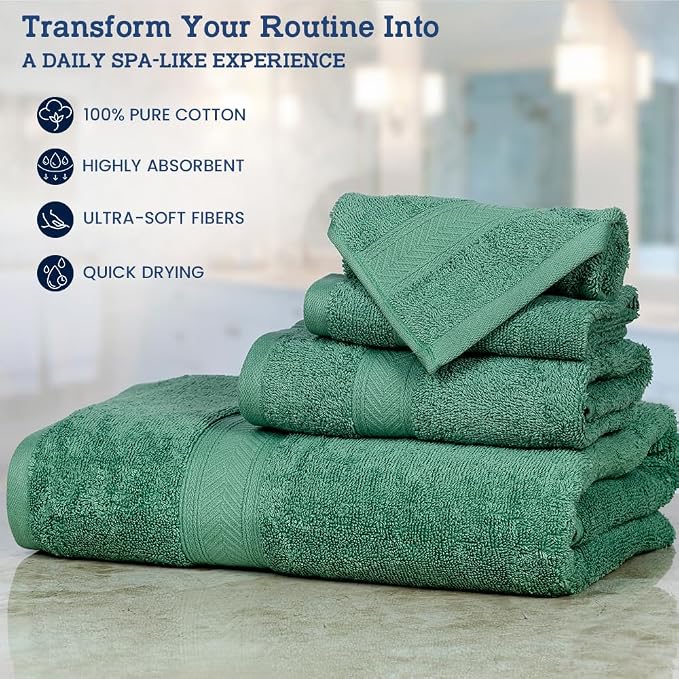 Casa Lino 100% Cotton Bath Towels Set of 4 - Image 2