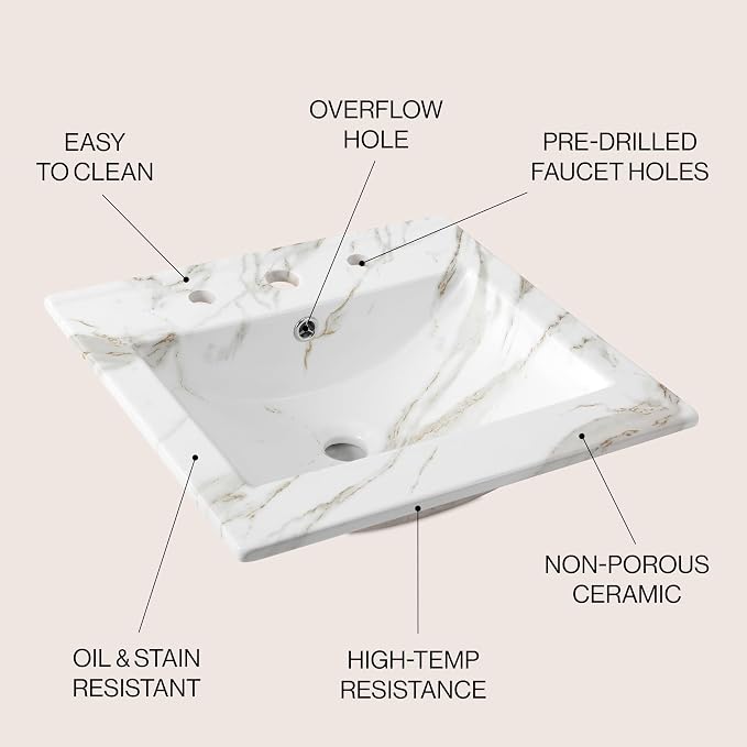 JONATHAN Y SNK1000C Ancillary 3-Hole 20 in. W x 18.25 in. D Classic - Image 4