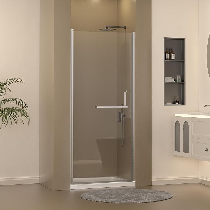 Frameless Pivot Shower Door 33-34" W x 72" H, Pivot Swing Shower Glass Door by FINDEPOT