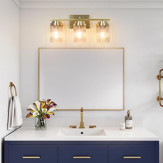 Gold Bathroom Light Fixtures 3 Lights Vanity Light - Image 6