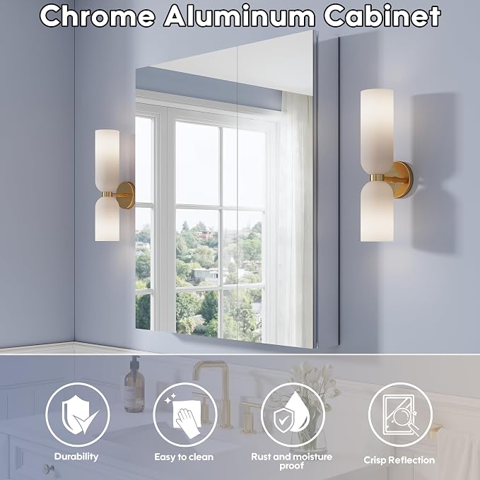 WELLFOR 32" x 36" Bathroom Medicine Cabinet - Image 3