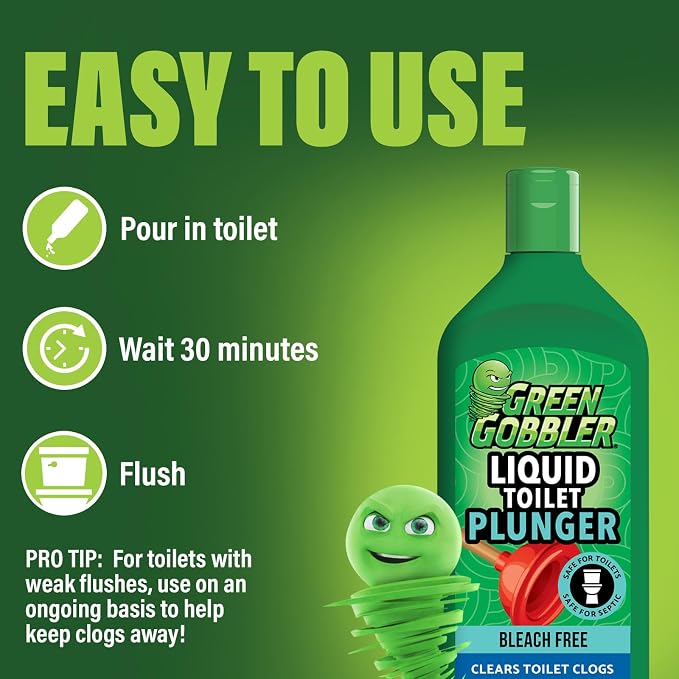 Green Gobbler Liquid Toilet Plunger | Clog Remover | Safe - Image 8
