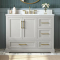 42 Inch Bathroom Vanity with Sink Combo, Solid Wood Frame with Marble Top by DELUXELIVING