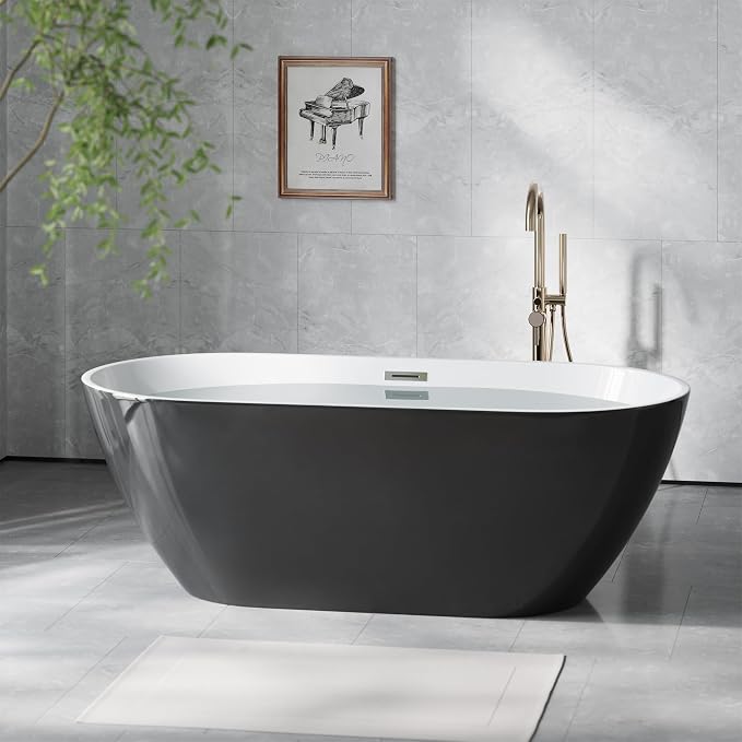 Freestanding Bathtub 67 inch Extra Large Acrylic Soaking Bathtub, Free Standing by Unknown