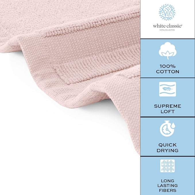 White Classic Luxury Bath Mat Floor Towel Set - Image 6